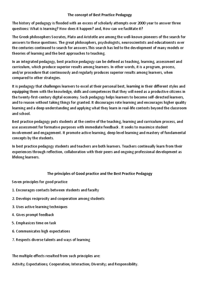 Best Practice Pedagogy Explained | PDF | Pedagogy | Learning