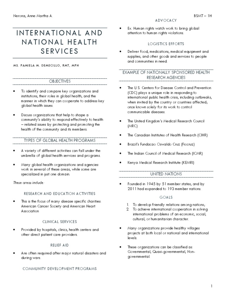 Global Health Agencies Overview | PDF | International Development ...