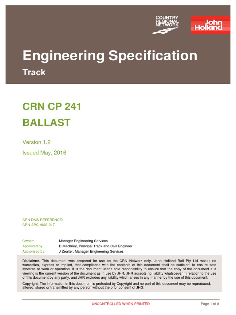 Ballast PDF Construction Aggregate Specification (Technical Standard)