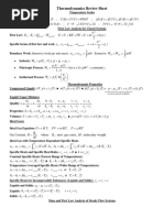 Thermodynamics - Cheat Sheet | PDF