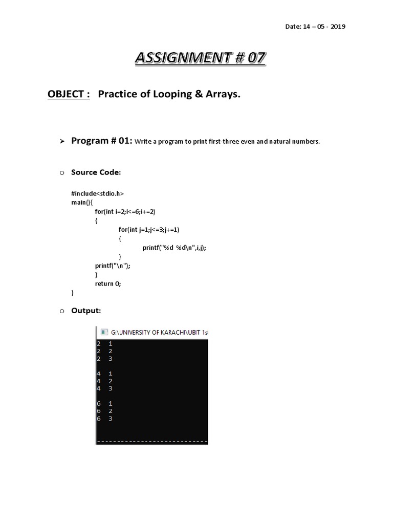 MS Word Assignment: Looping & Arrays | PDF | Computer Science ...