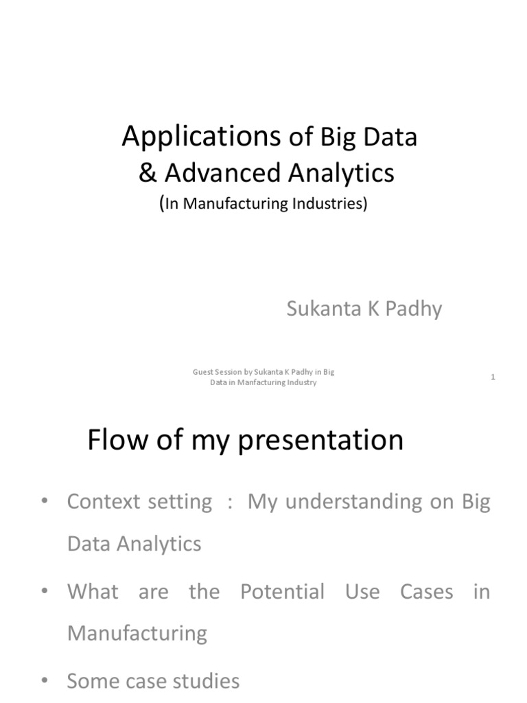 Big Data Applications in Manufacturing | PDF | Big Data | Analytics
