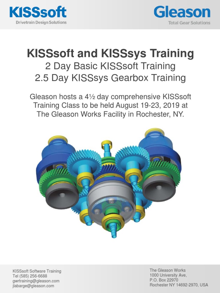 KISSsoft AG Training Courses KISSsoft and KISSsys Training 1562311456 Gear Mechanical