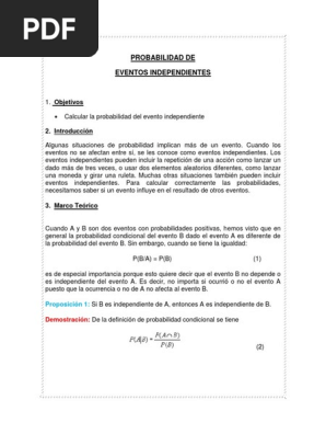 Probabilidad De Eventos Independientes 2 Introduccion Prueba Matematica Probabilidad