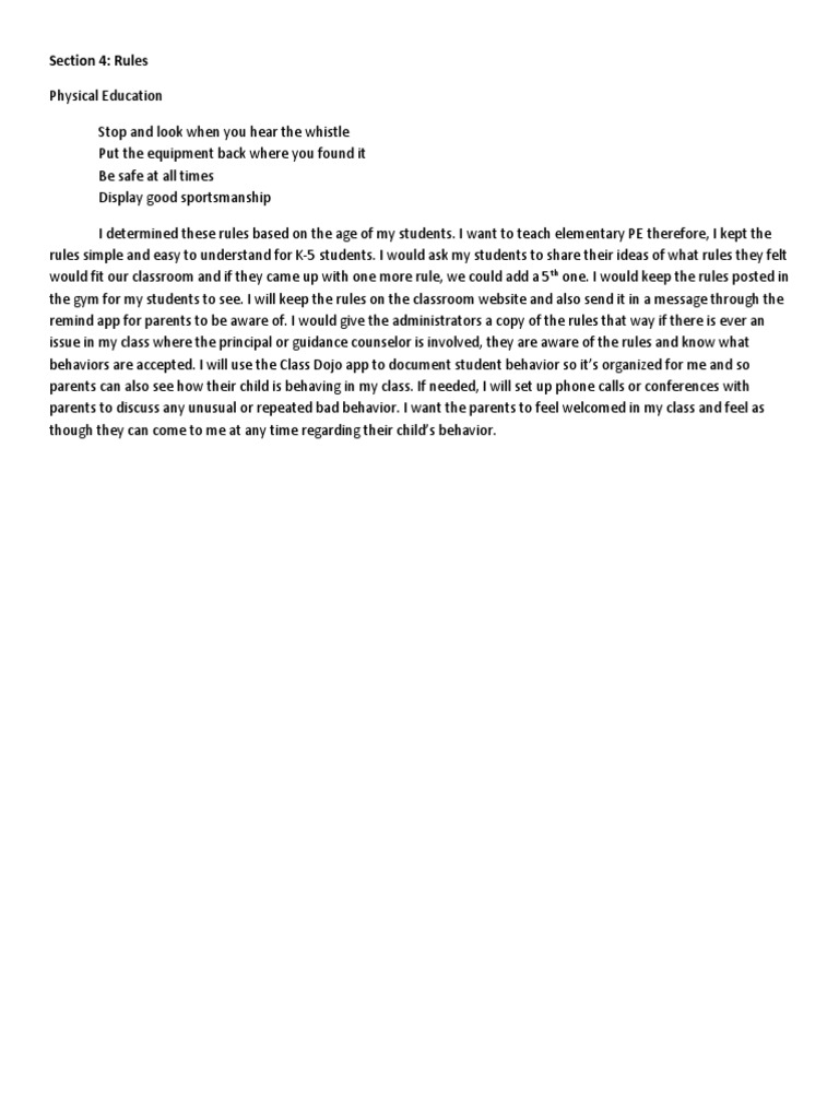 Elementary PE Rules and Communication | PDF