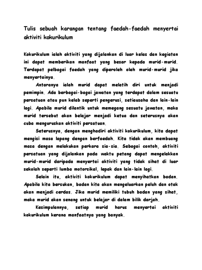 Kebaikan Menyertai Aktiviti Kokurikulum