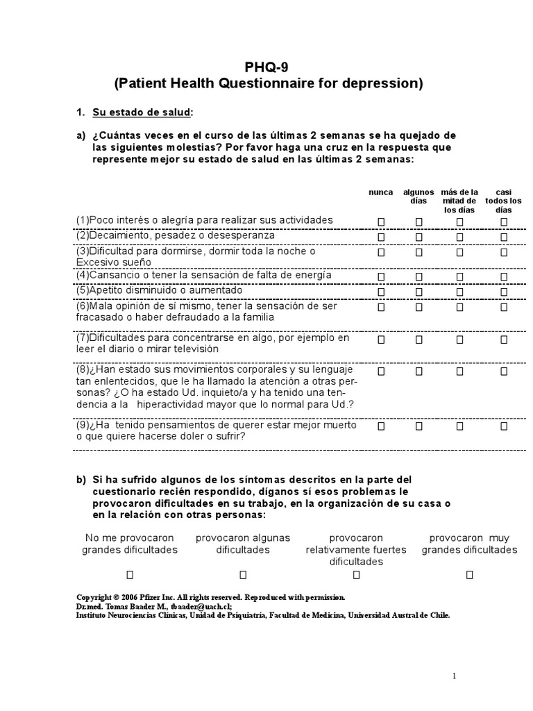 PHQ9 | PDF | Depresión (estado de ánimo) | Manía