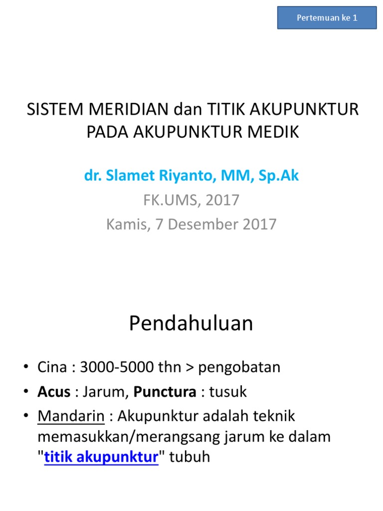 Akupunktur Medik dan Sistem Meridian | PDF