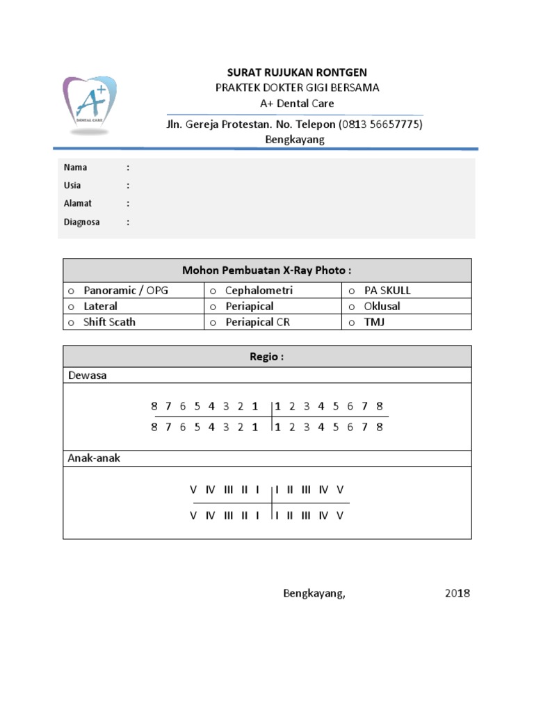 Surat Rujukan Rontgen | PDF