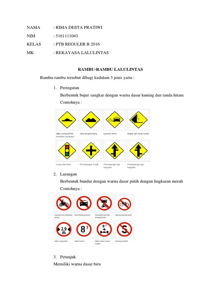 Jenis dan Arti Rambu Lalu Lintas | PDF