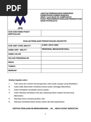 Level 1 C02 Personal Behaviour Skill Pdf Goal Integrity