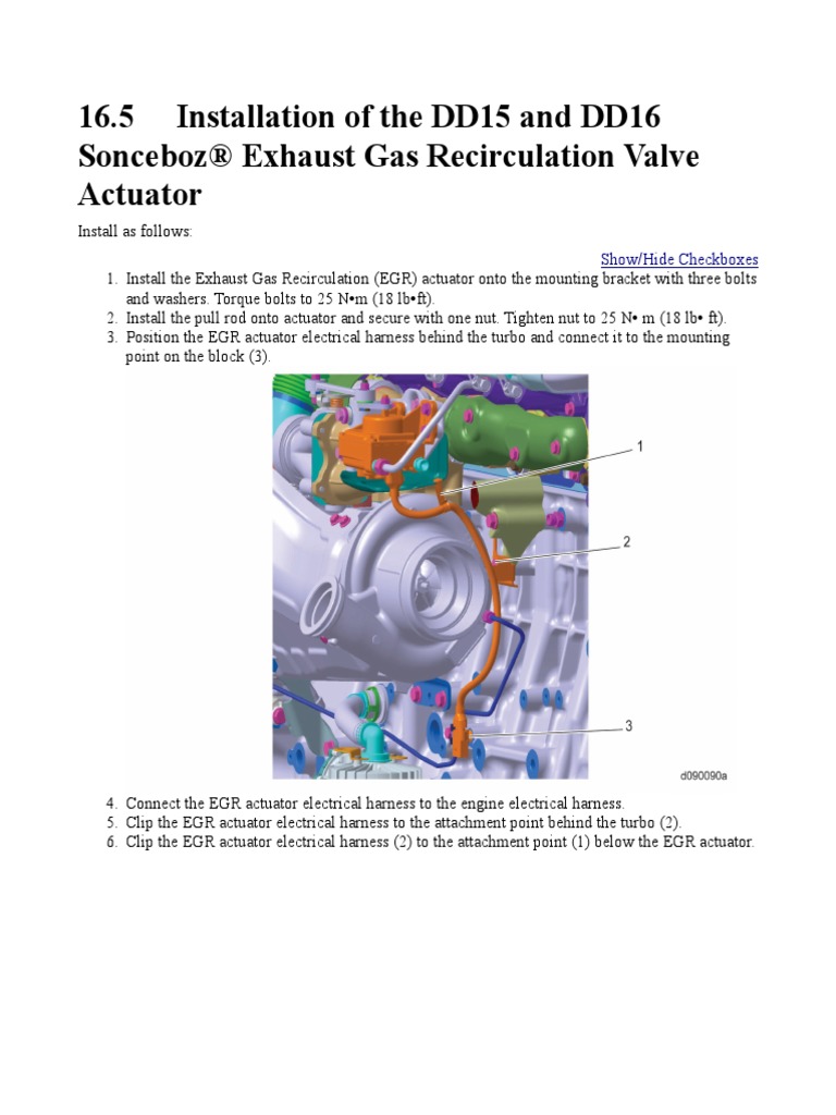 16.5 Installation of The DD15 and DD16 Sonceboz® Exhaust Gas Recirculation Valve Actuator PDF