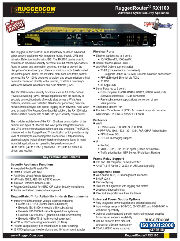 rx1100 Datasheet | PDF | Computer Network | Router (Computing)