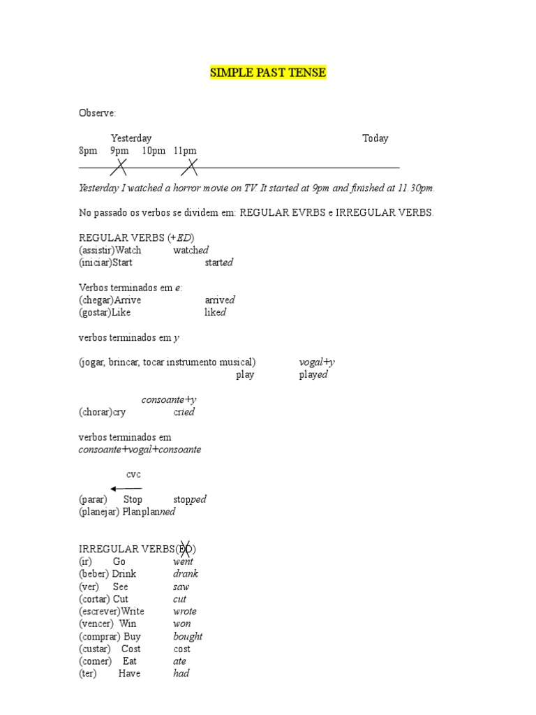 Simple Past Tense Guide | PDF | Grammar | Language Mechanics