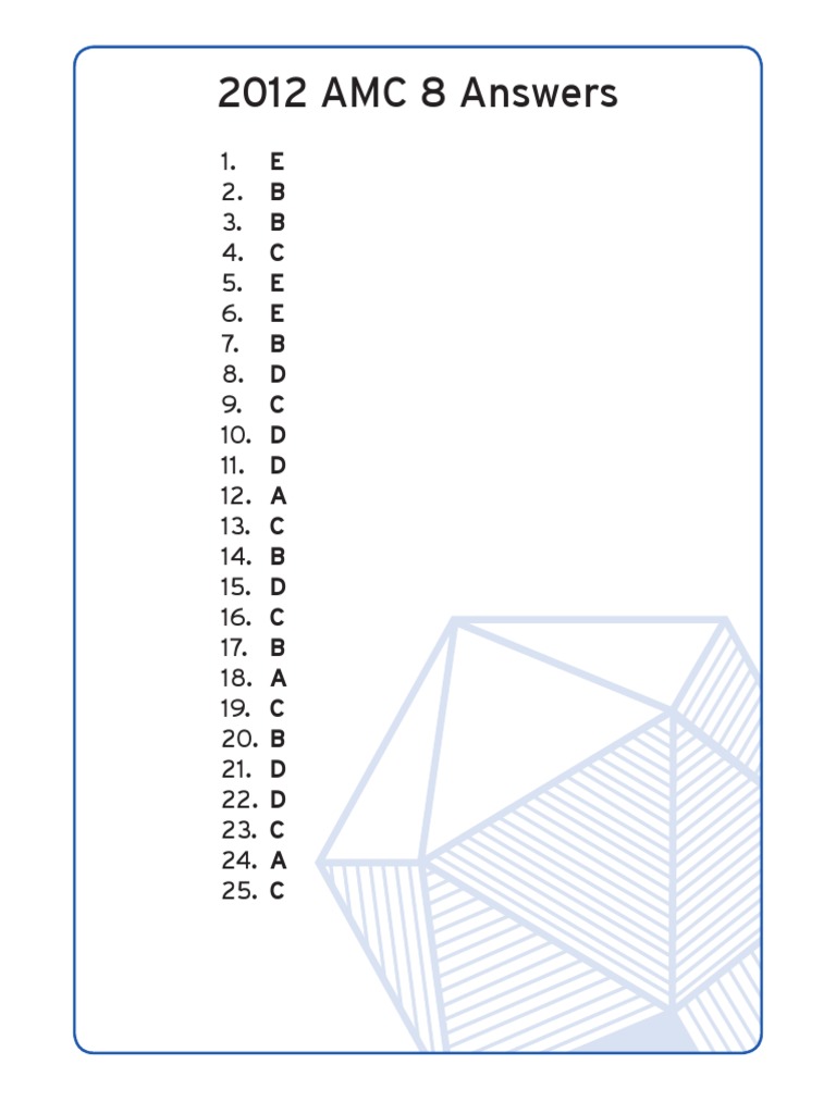 2012 AMC8 Answers PDF PDF