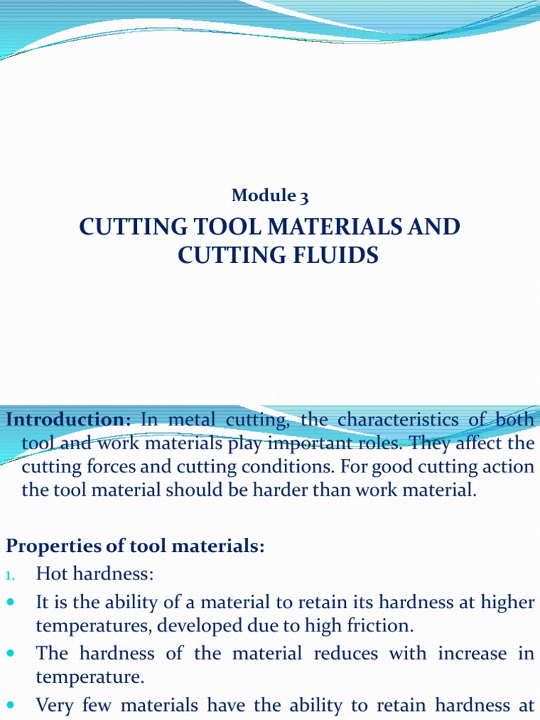 Module 3CUTTING TOOL MATERIALS PDF Tungsten Steel