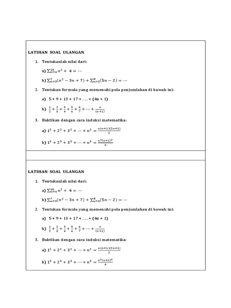 Contoh Soal Induksi Matematika Kelas 11 Pilihan Ganda