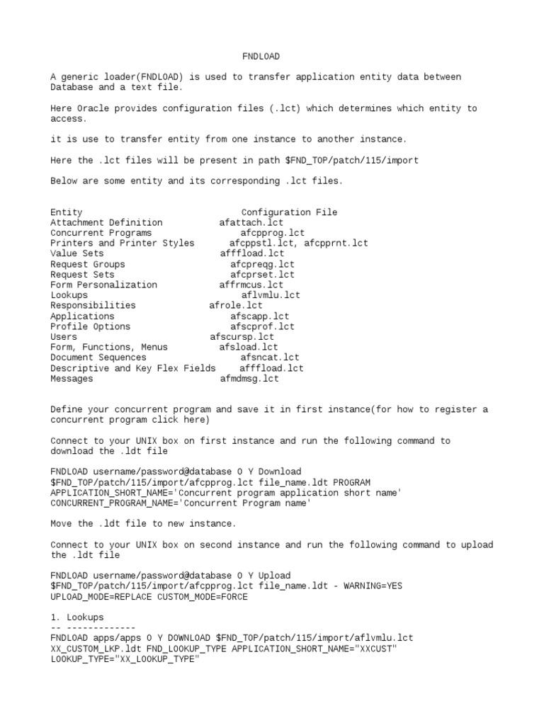 FNDLOAD: Data Transfer Guide | PDF | Filename | Computer File
