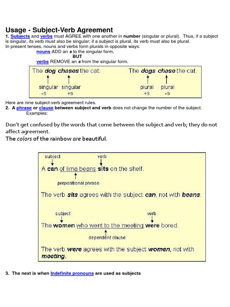 Subject Verb Agreement | PDF | Plural | Grammatical Number