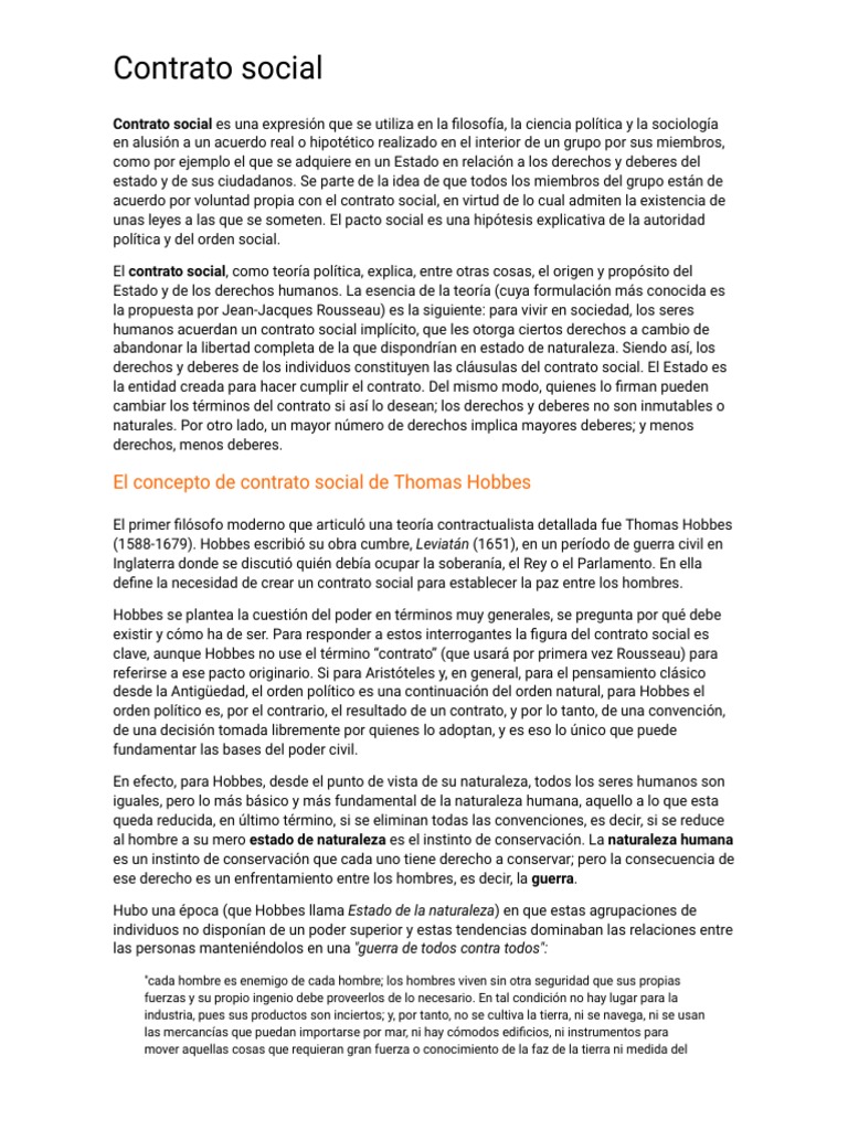 Contrato Social. Hobbes y Locke | PDF | Contrato social | Justicia, image size:768x1024