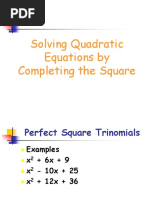 Solving Quadratic Equations by Completing The Square