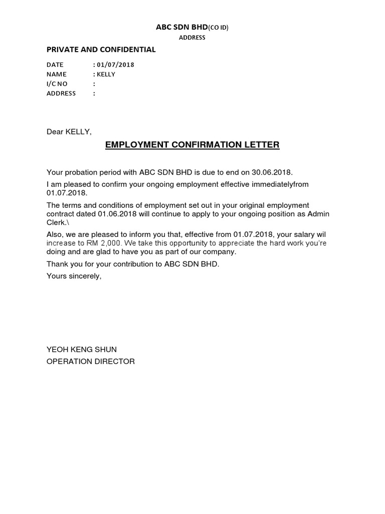 Confirmation Letter | PDF