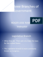 The Three Branches of Government: Roger Jose Ramos Instructor