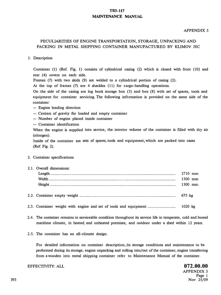 Engine Container Handling Manual | PDF | Engines | Transport
