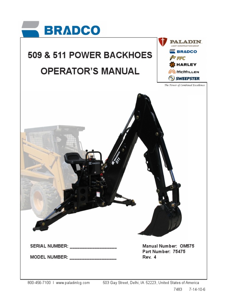 Backhoe Owners Manual | PDF | Excavation (Archaeology) | Loader (Equipment)