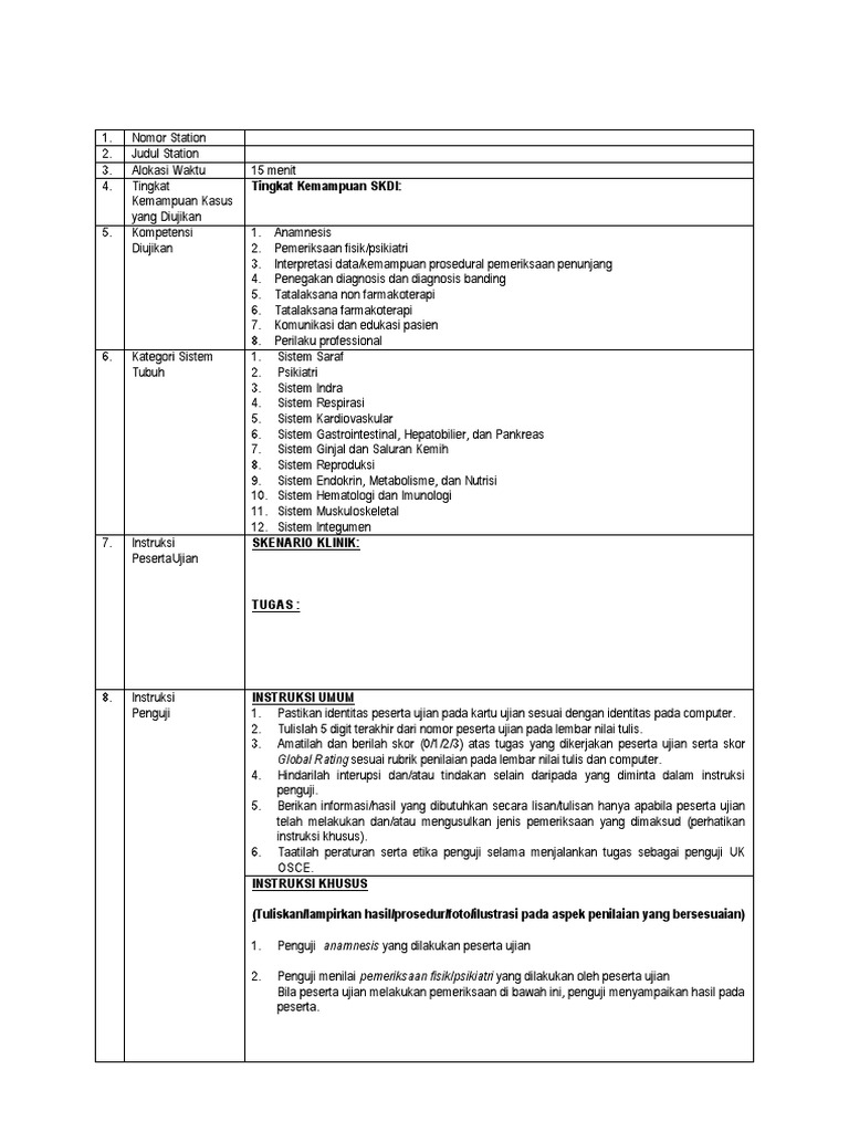 Kosongan Template Rubrik OSCE UKMPPD PDF