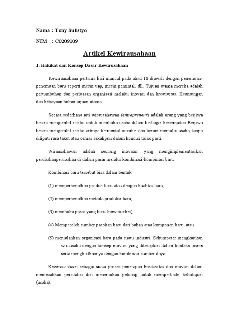 Artikel Kewirausahaan | PDF