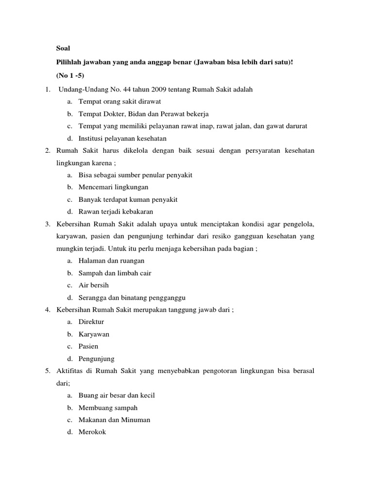 Soal Tes Petugas Kebersihan Pdf