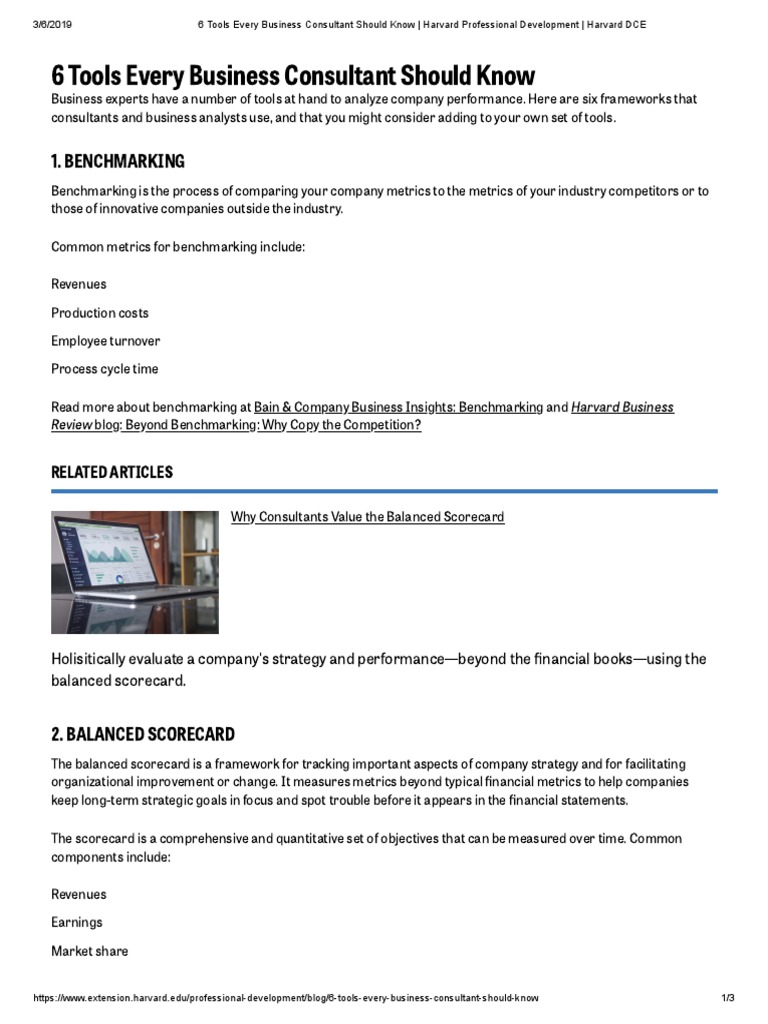 Essential Tools for Business Consultants | PDF | Benchmarking ...