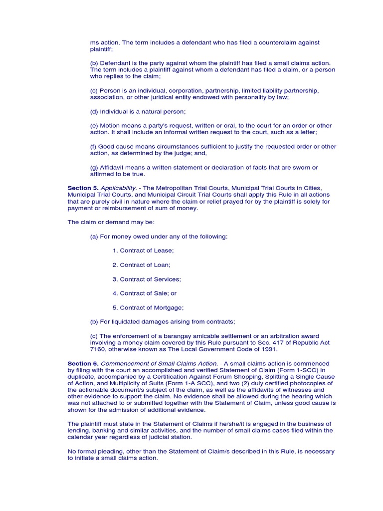 On Small Claims Cases PDF Lawsuit Pleading