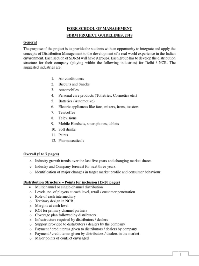 SDRM 2018 Project Guidelines | PDF | Business | Market (Economics)
