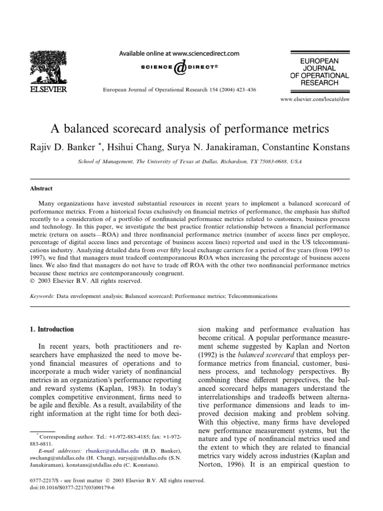 Balanced Scorecard in Telecom Analysis | PDF | Business
