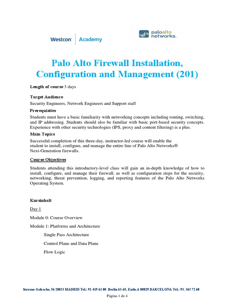 Palo Alto Firewall Installation Configuration And Management Pdf