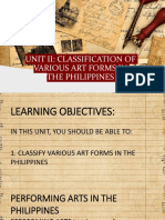 Unit Ii: Classification of Various Art Forms in The Philippines