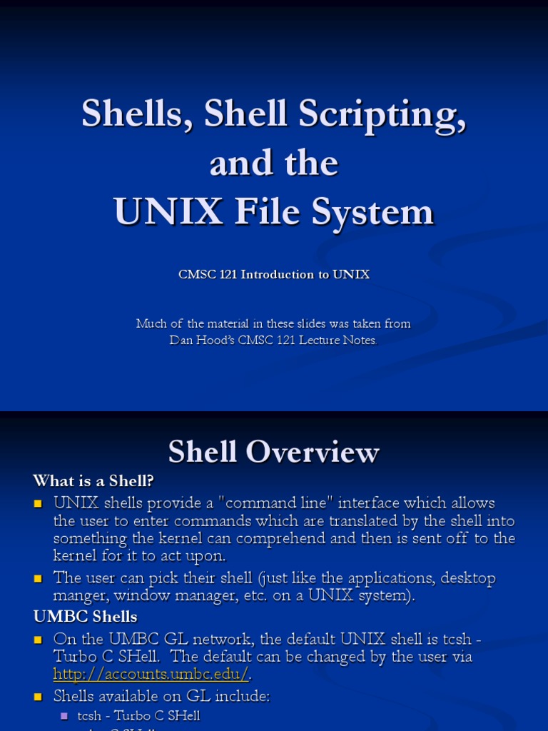 Shells, Shell Scripting, and The UNIX File System | Download Free PDF ...