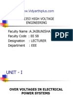 Ee 2353 High Voltage Engineering Faculty Name:A.JAIBUNISHA Faculty Code: EE 58 Designation: LECTURER Department: EEE