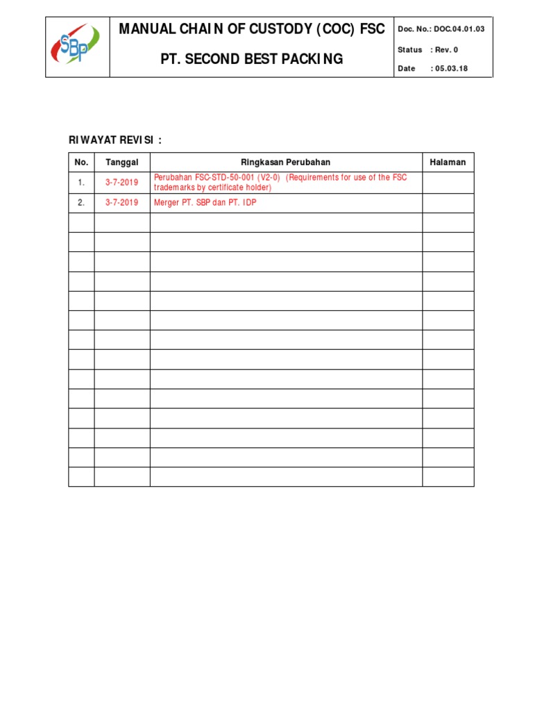 Manual Sistem Coc FSC New 2019 PDF Forest Stewardship Council