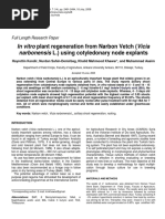 In Vitro Plant Regeneration From Narbon Vetch (Vicia Narbonensis L.) Using Cotyledonary Node Explants