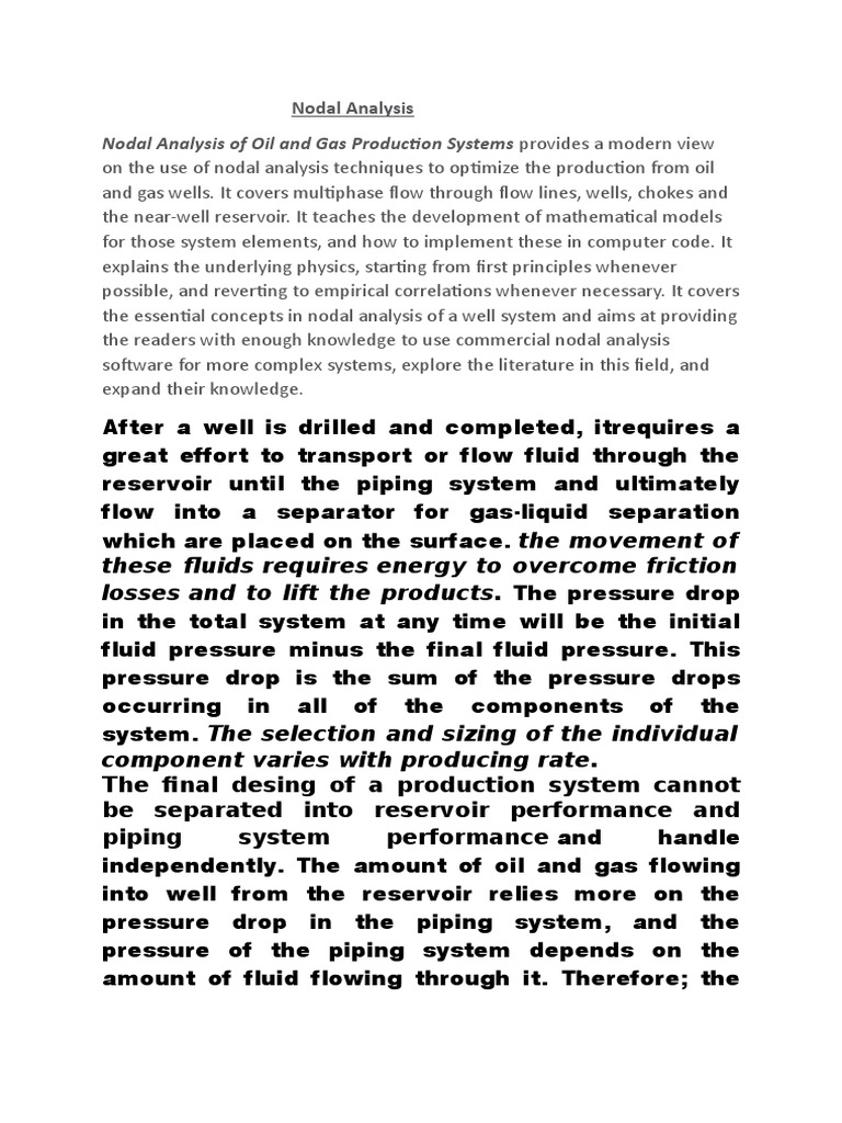 Nodal Analysis in Oil Production Systems | PDF | Petroleum Reservoir ...
