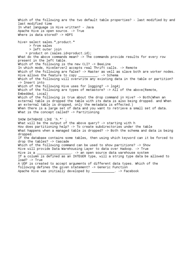 Apache Hive Basics and Commands Guide | PDF | Data Management Software ...