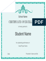 Student Excellent Certificate PDF