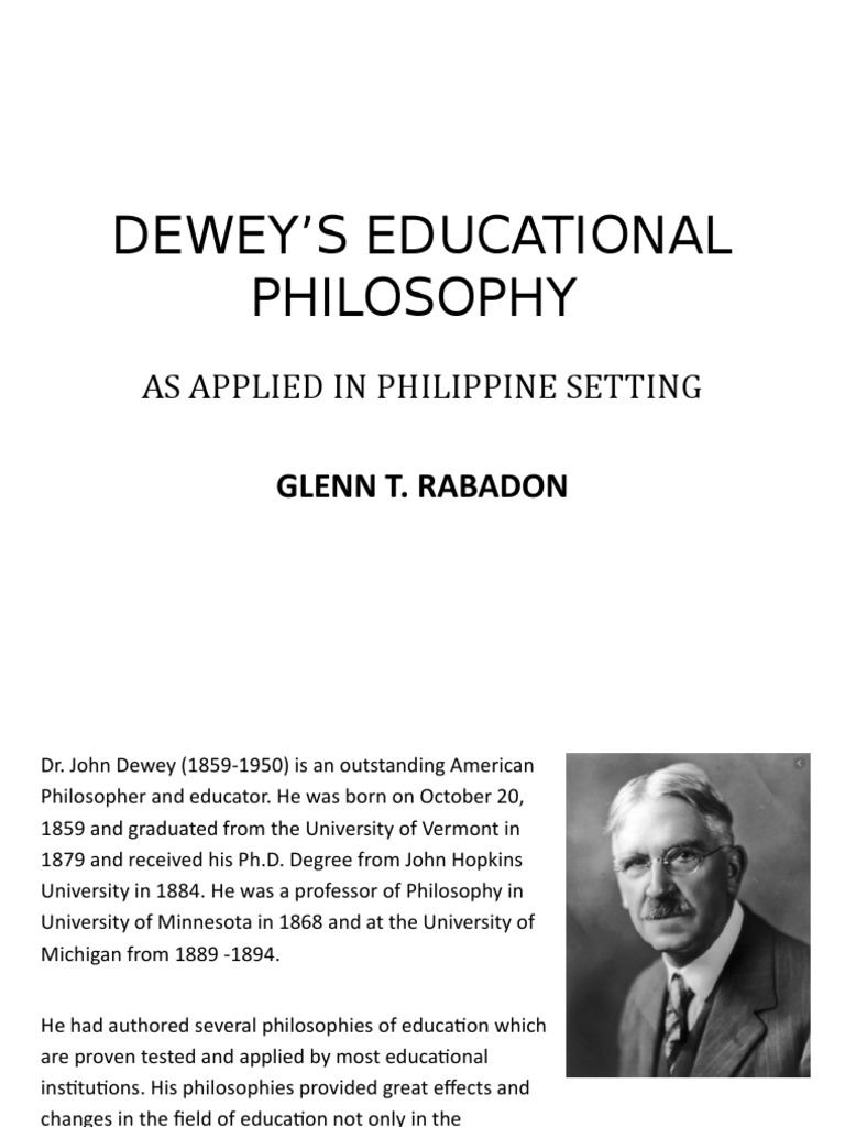 Dewey's Educational Philosophy in the Philippines | PDF | Vocational ...