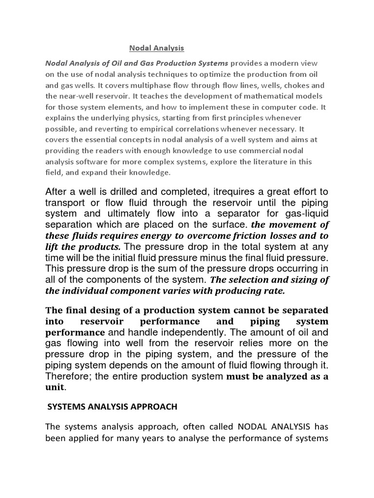 Nodal Analysis of Oil and Gas Production Systems Provides A Modern View