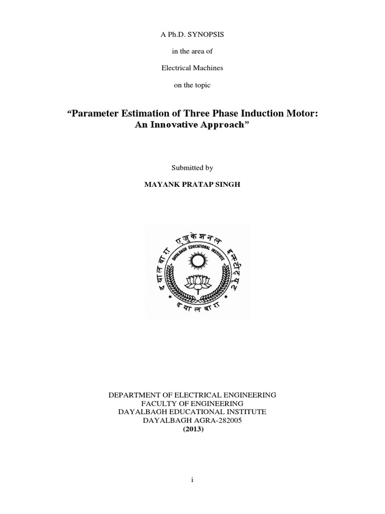 Parameter Estimation of Three Phase Induction Motor An Innovative ...
