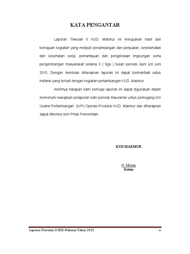 Kata Pengantar Triwulan
