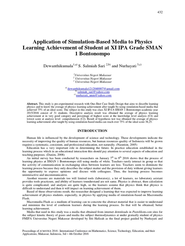 Simulation Media in Physics Education | PDF | Statistics | Data Analysis